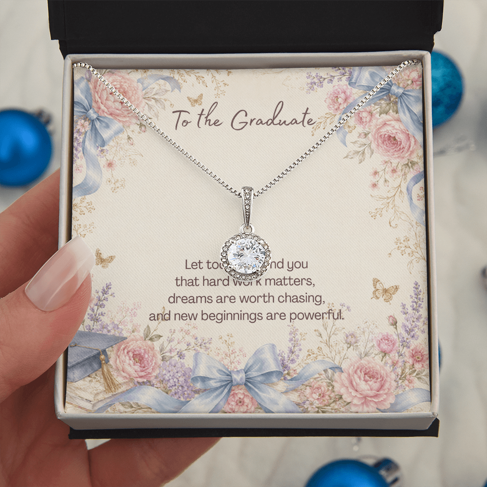 To the Graduate Eternal Hope Necklace Graduation Cap, Bows, Flowers