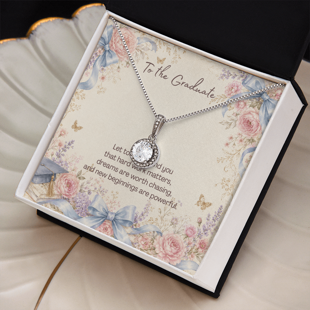 To the Graduate Eternal Hope Necklace Graduation Cap, Bows, Flowers