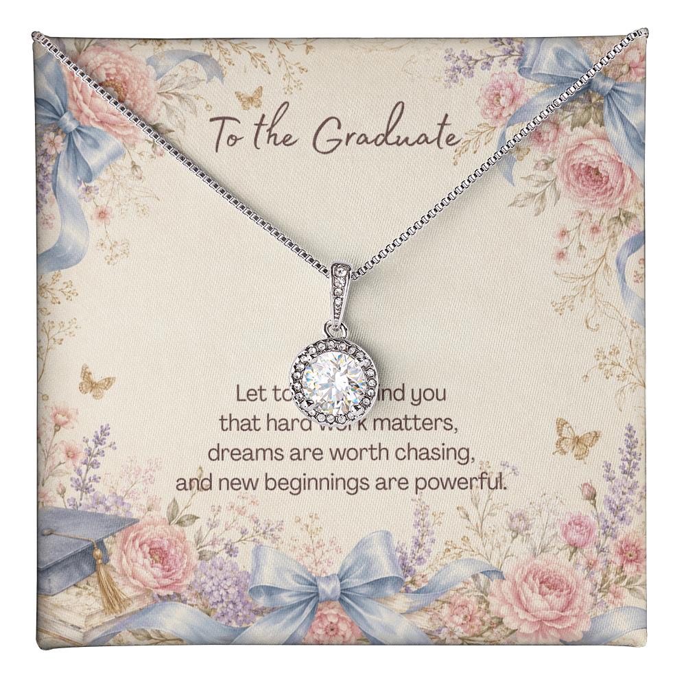 To the Graduate Eternal Hope Necklace Graduation Cap, Bows, Flowers