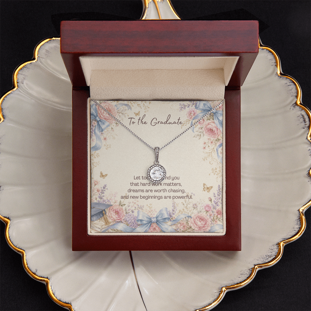 To the Graduate Eternal Hope Necklace Graduation Cap, Bows, Flowers