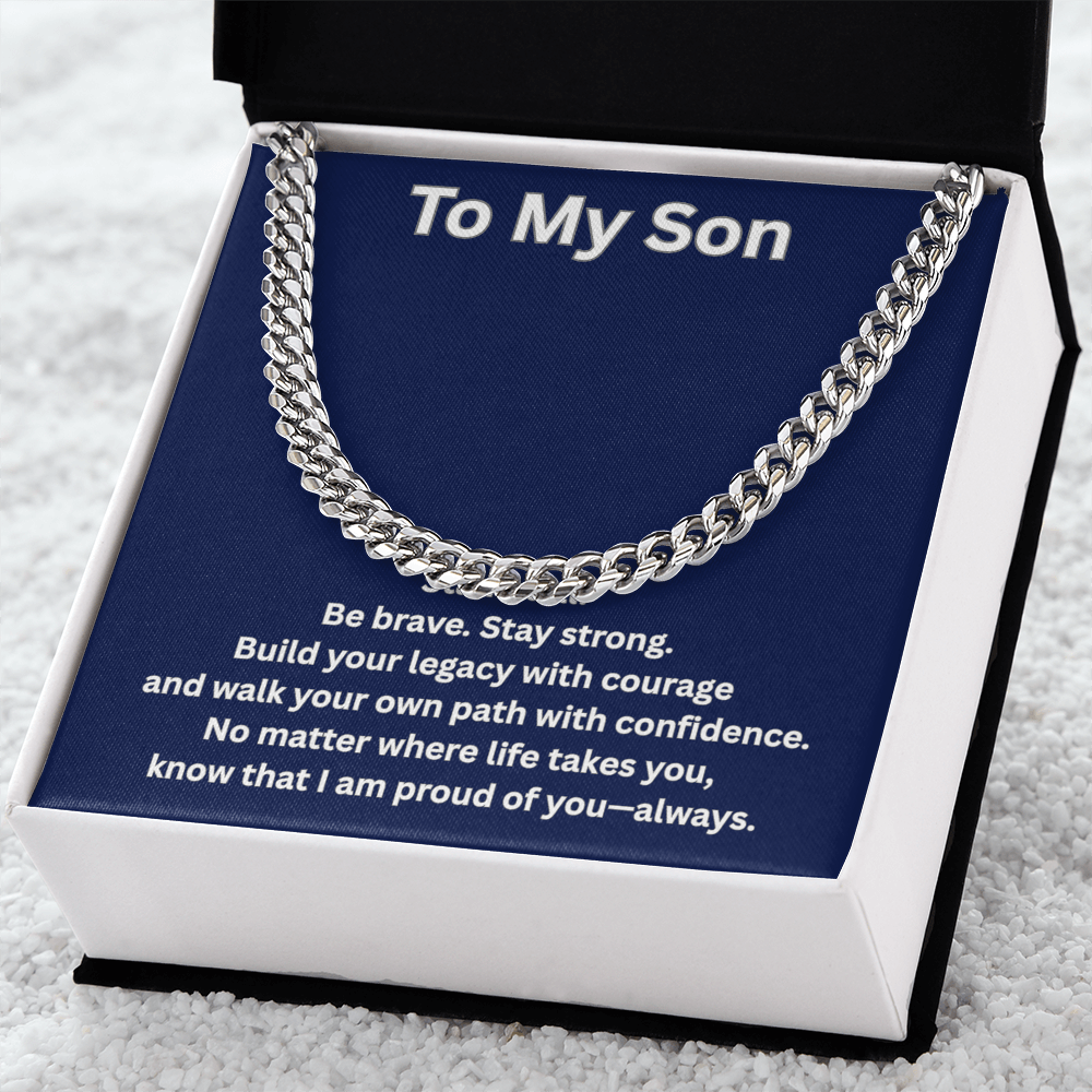 To My Son Cuban Chain Necklace – Inspirational Gift for Son – Meaningful Gift from Mom or Dad