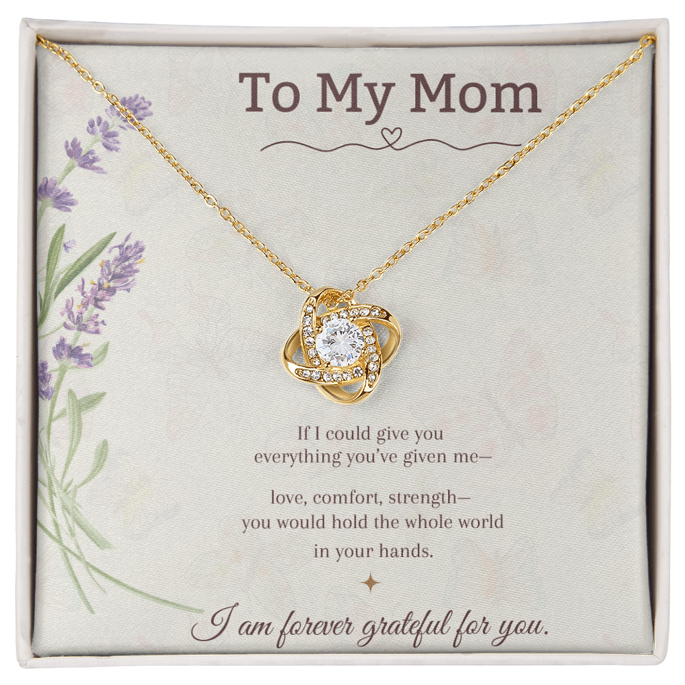 To My Mom Love Knot Necklace – Mother's Day Gift – Meaningful Jewelry with Message Card – Gift for Mom from Daughter or Son