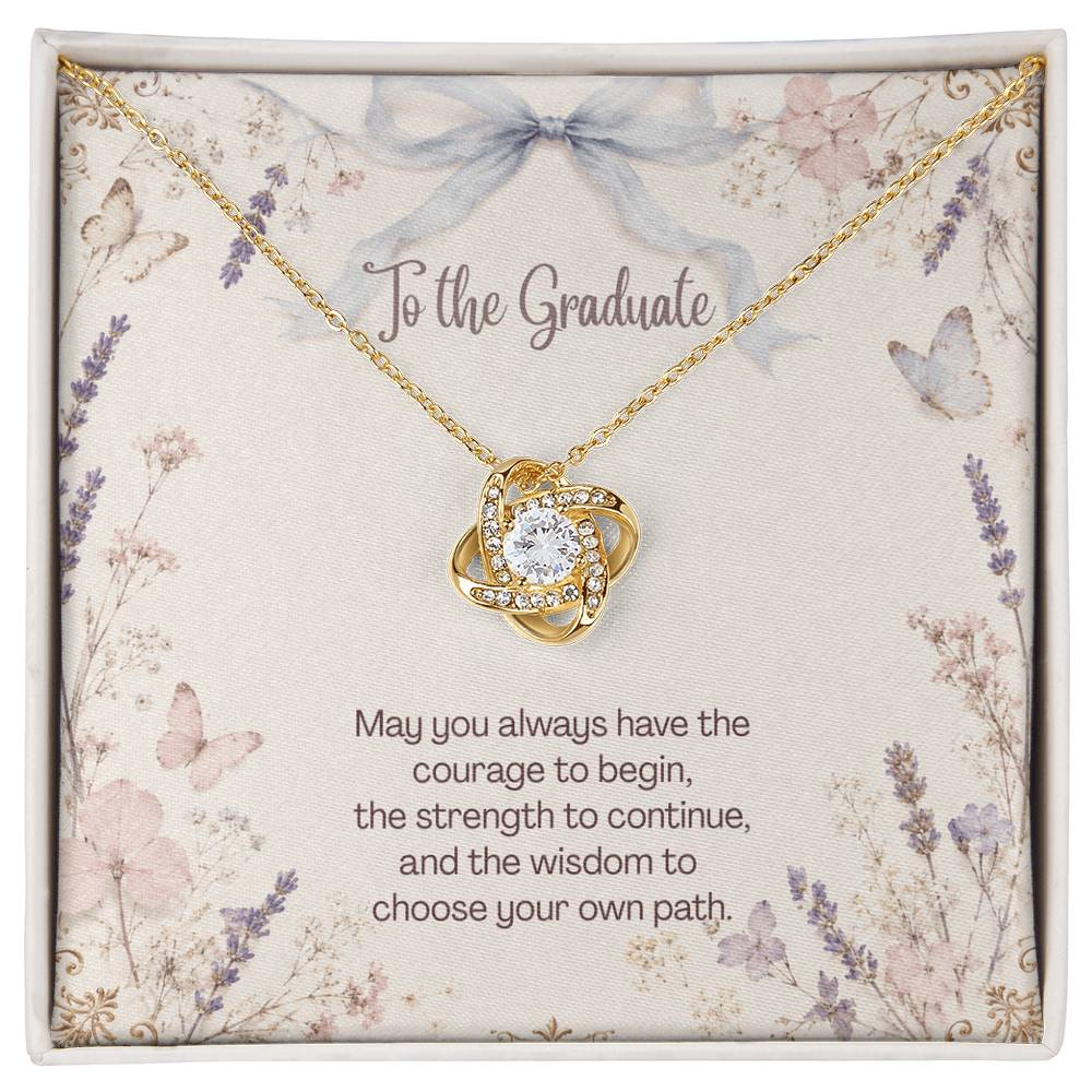 To The Graduate Love Knot Necklace Bows, Butterflies, and Wildflowers