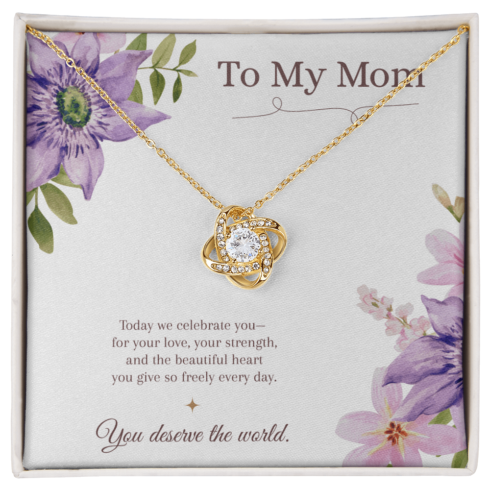 To My Mom Love Knot Necklace – Mother's Day Gift – Meaningful Jewelry with Message Card – Gift for Mom from Daughter or Son