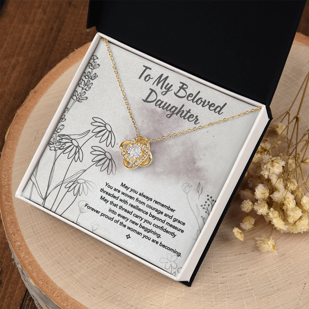 To My Beloved Daughter — A Light That Never Fades | Love Knot Necklace Gift From Mom or Dad