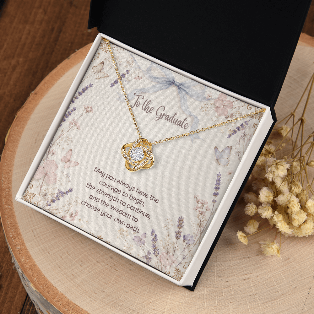 To The Graduate Love Knot Necklace Bows, Butterflies, and Wildflowers