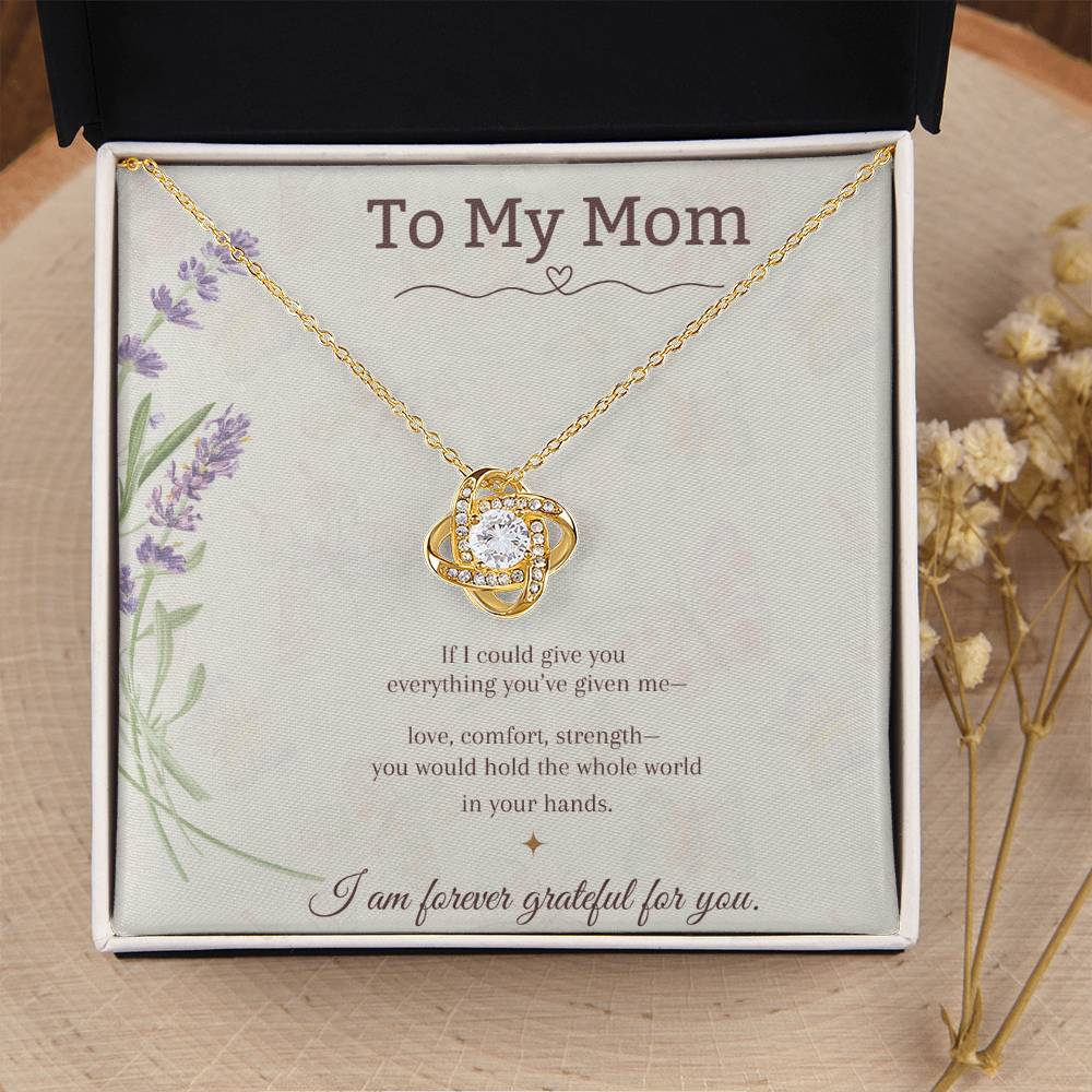 To My Mom Love Knot Necklace – Mother's Day Gift – Meaningful Jewelry with Message Card – Gift for Mom from Daughter or Son