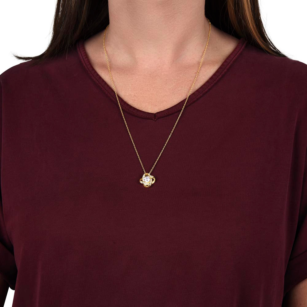 To My Cherished Daughter — Rooted in Strength, Blooming with Grace | Love Knot Necklace From Mom or Dad