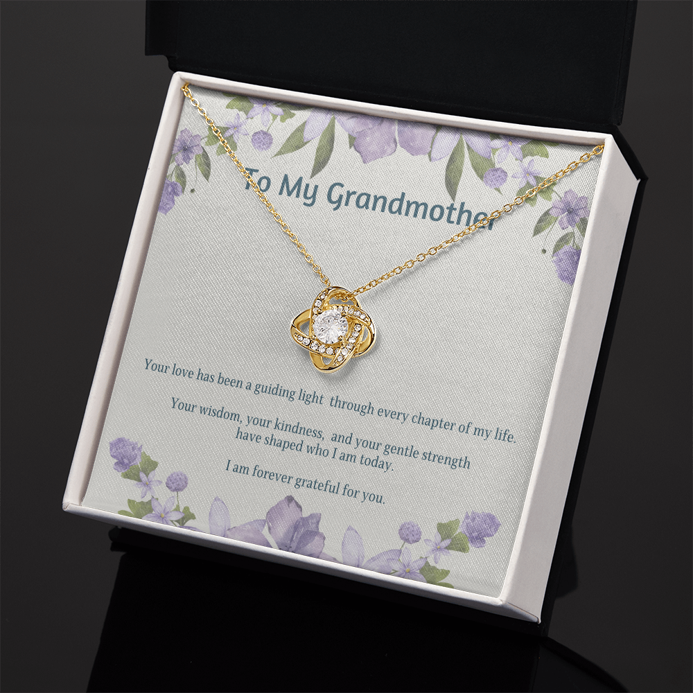 To My Grandmother Love Knot Necklace – Elegant Gift for Grandma – Sentimental Jewelry with Keepsake Message Card