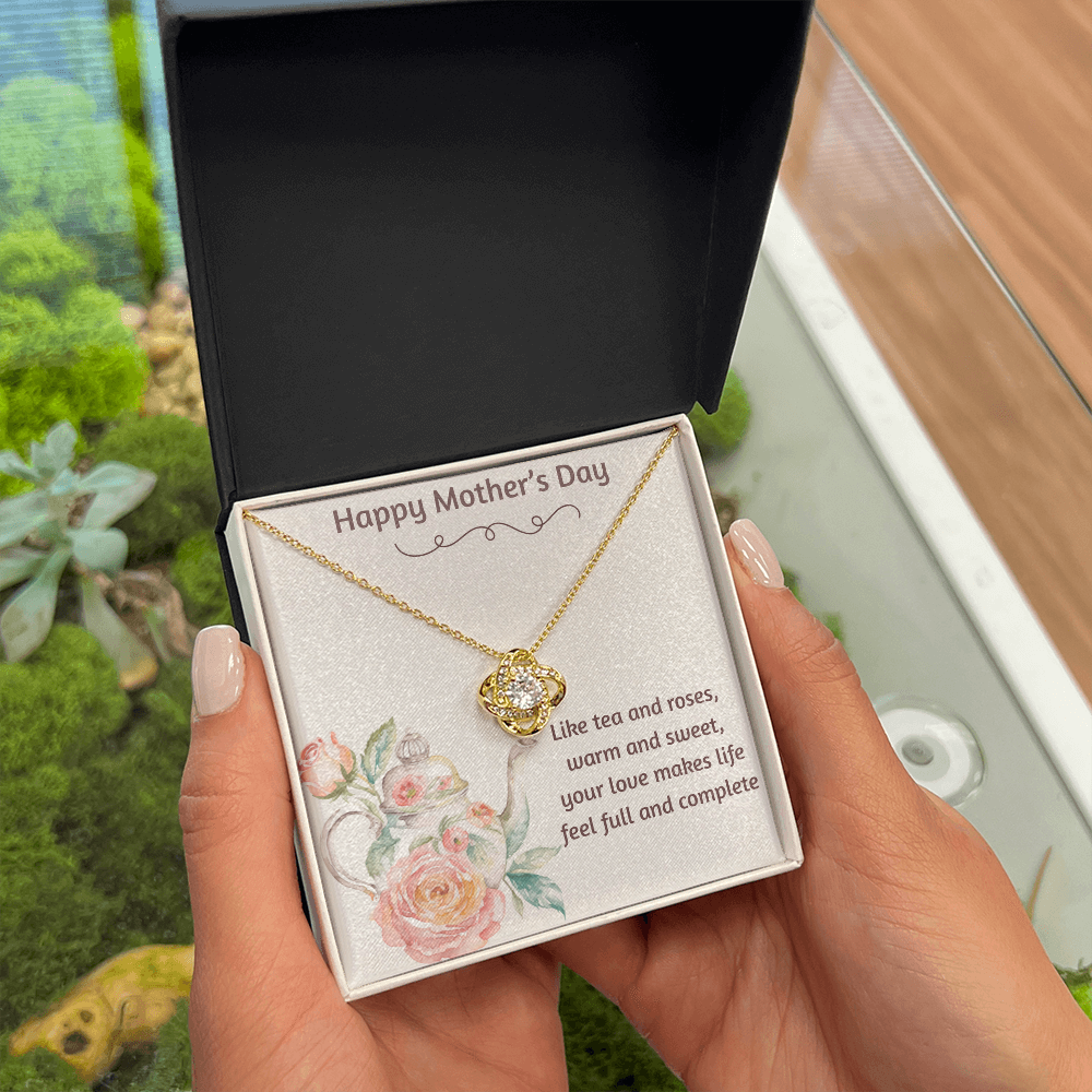 Happy Mother's Day Love Knot Necklace Tea and Roses