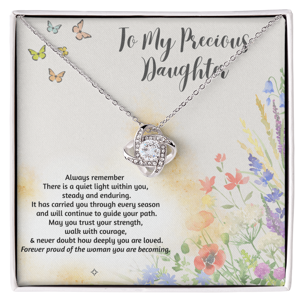To My Precious Daughter — As You Spread Your Wings | Love Knot Necklace From Mom or Dad