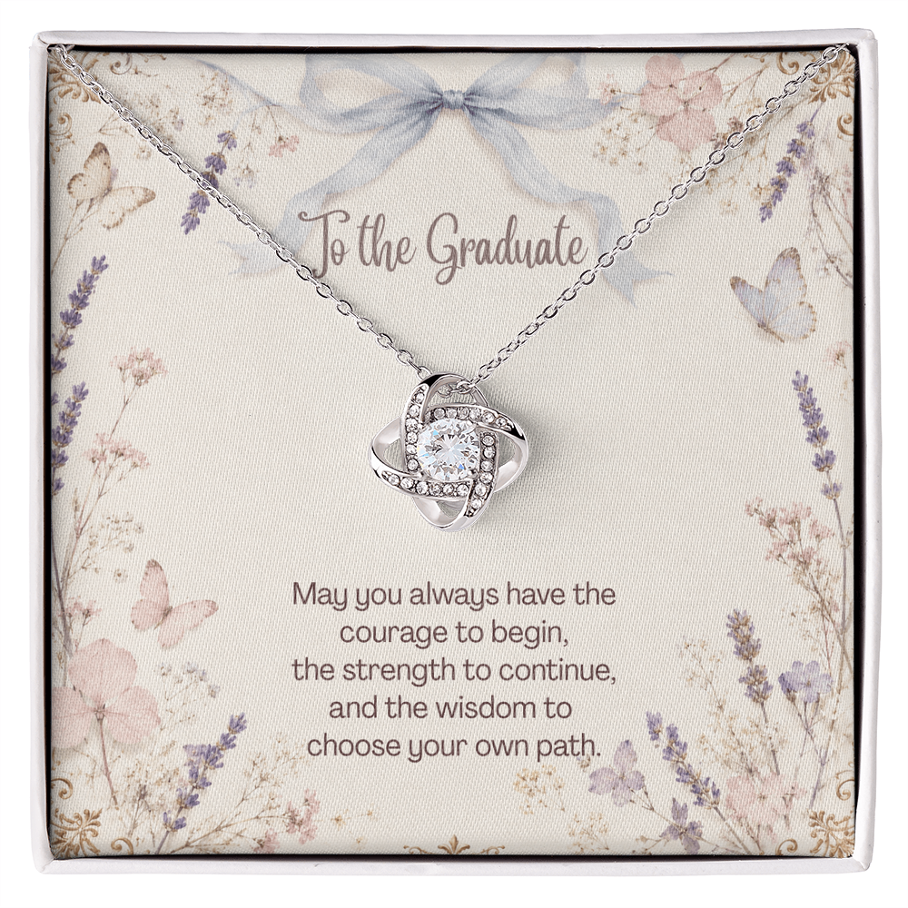To The Graduate Love Knot Necklace Bows, Butterflies, and Wildflowers