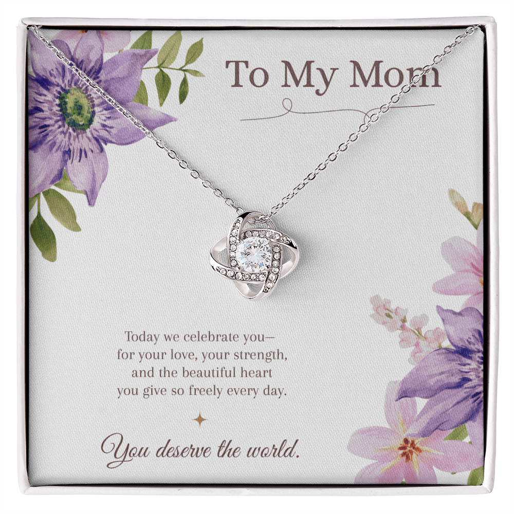 To My Mom Love Knot Necklace – Mother's Day Gift – Meaningful Jewelry with Message Card – Gift for Mom from Daughter or Son