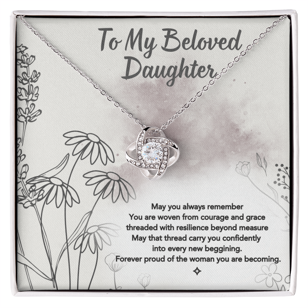 To My Beloved Daughter — A Light That Never Fades | Love Knot Necklace Gift From Mom or Dad