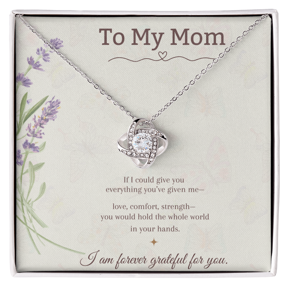 To My Mom Love Knot Necklace – Mother's Day Gift – Meaningful Jewelry with Message Card – Gift for Mom from Daughter or Son