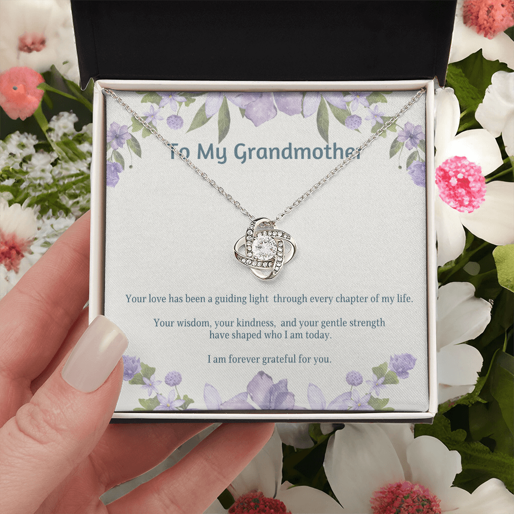 To My Grandmother Love Knot Necklace – Elegant Gift for Grandma – Sentimental Jewelry with Keepsake Message Card