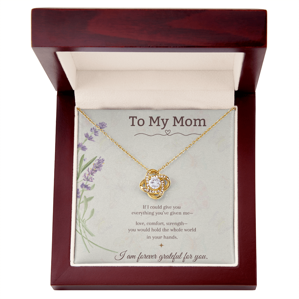 To My Mom Love Knot Necklace – Mother's Day Gift – Meaningful Jewelry with Message Card – Gift for Mom from Daughter or Son