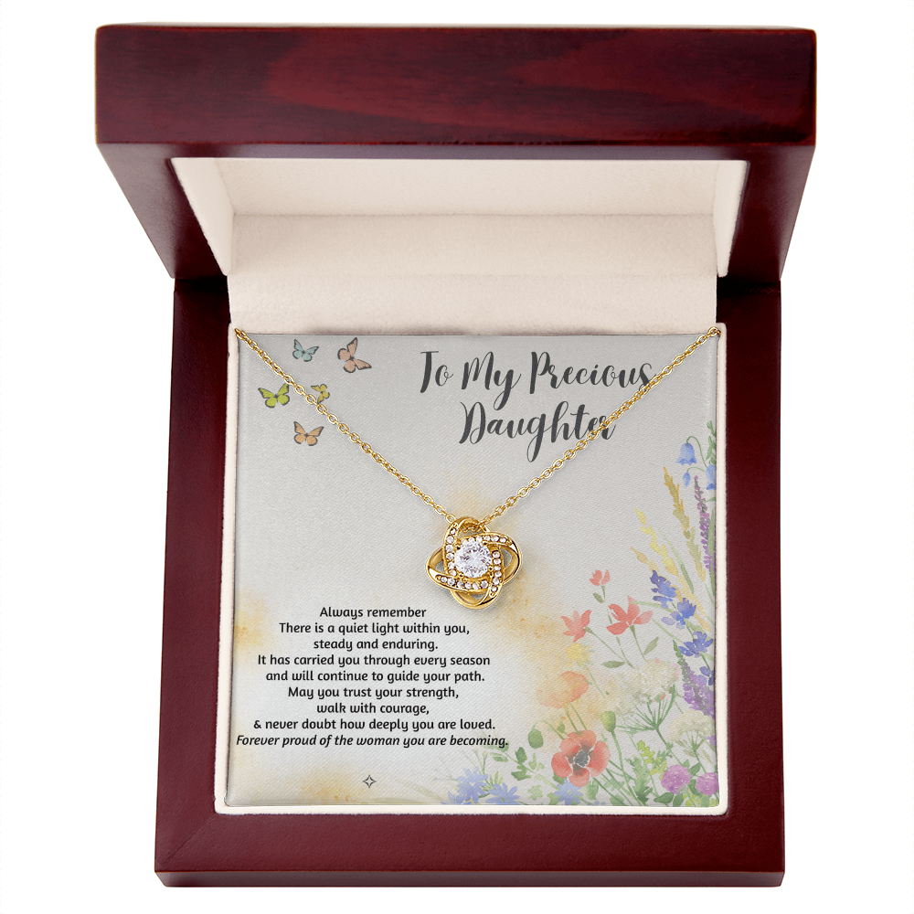 To My Precious Daughter — As You Spread Your Wings | Love Knot Necklace From Mom or Dad