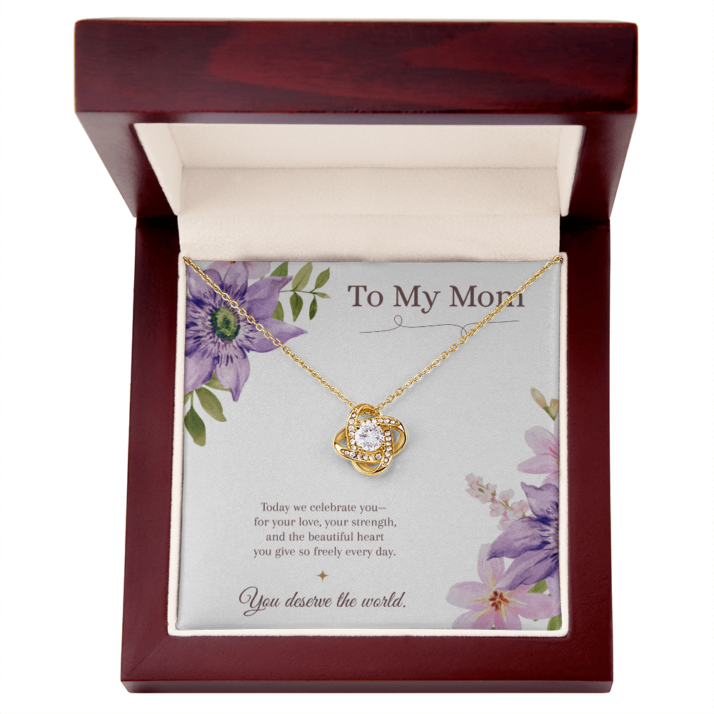 To My Mom Love Knot Necklace – Mother's Day Gift – Meaningful Jewelry with Message Card – Gift for Mom from Daughter or Son