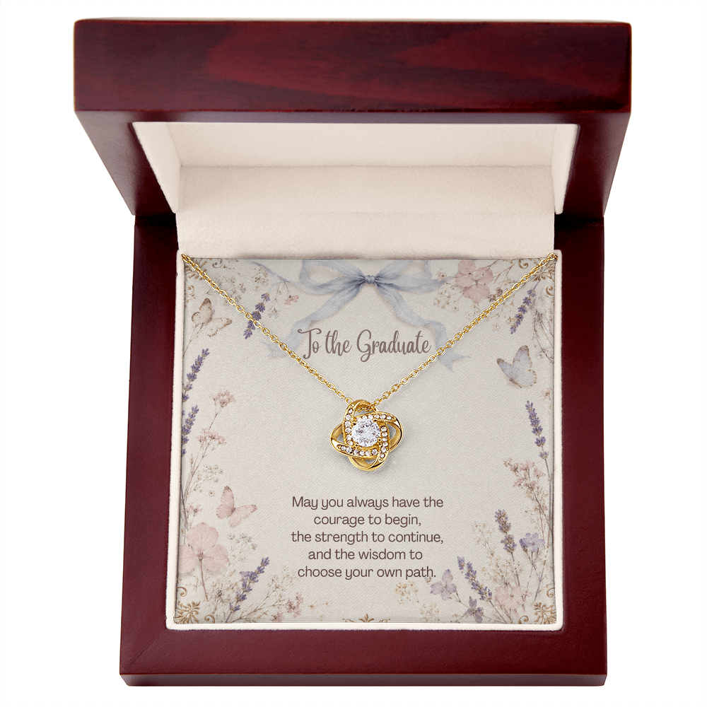 To The Graduate Love Knot Necklace Bows, Butterflies, and Wildflowers