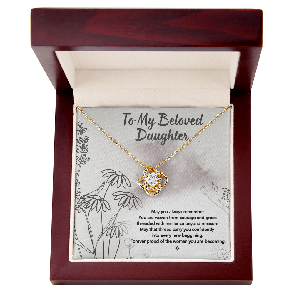 To My Beloved Daughter — A Light That Never Fades | Love Knot Necklace Gift From Mom or Dad