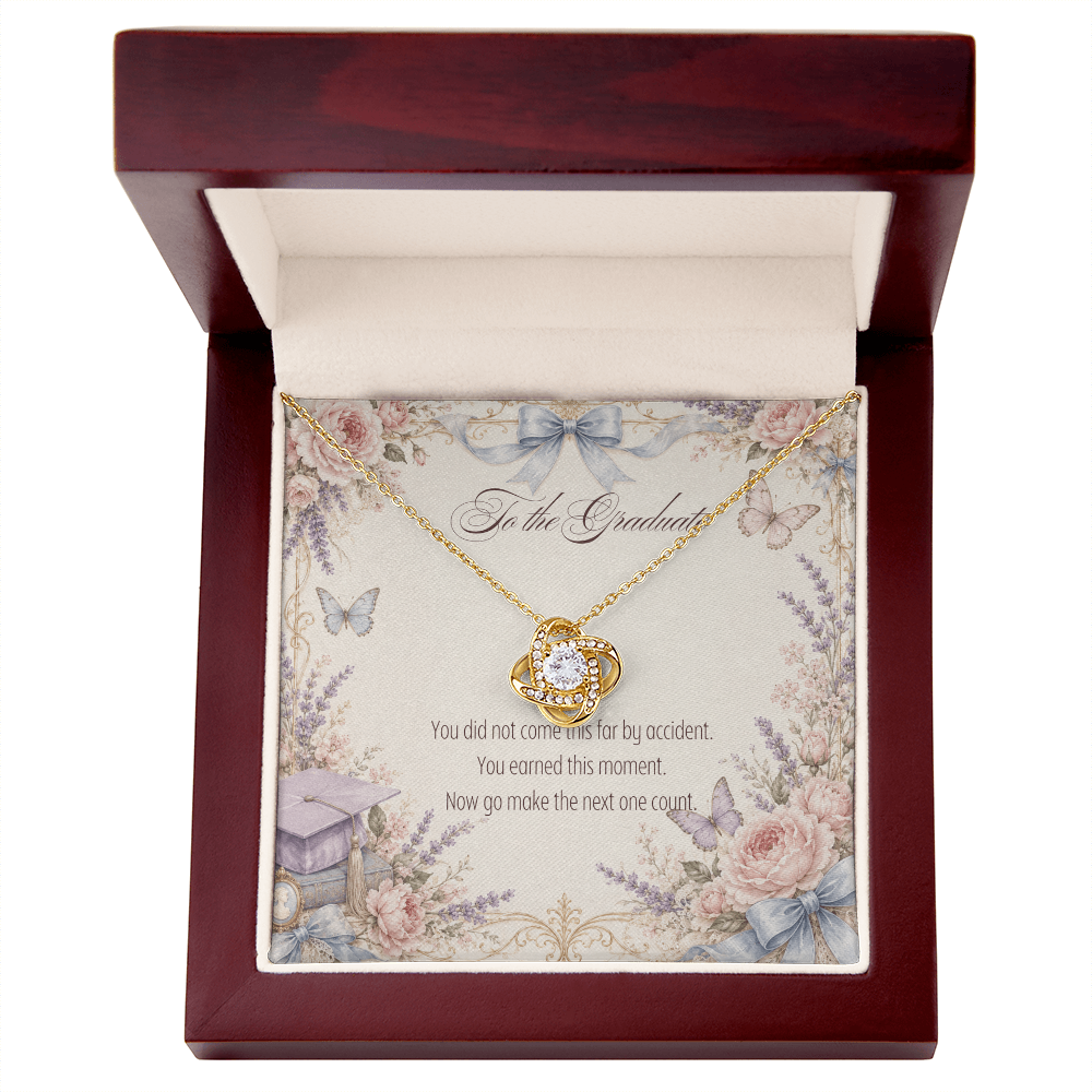 To The Graduate Love Knot Necklace Books, Flowers, and Butterflies