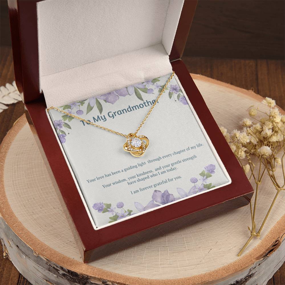 To My Grandmother Love Knot Necklace – Elegant Gift for Grandma – Sentimental Jewelry with Keepsake Message Card