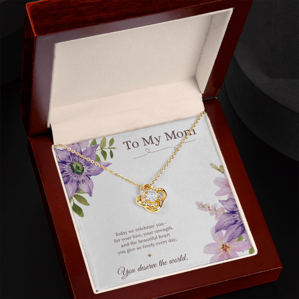To My Mom Love Knot Necklace – Mother's Day Gift – Meaningful Jewelry with Message Card – Gift for Mom from Daughter or Son