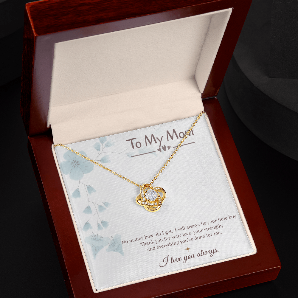To My Mom Love Knot Necklace – Mother's Day Gift – Meaningful Jewelry with Message Card – Gift for Mom from Daughter or Son