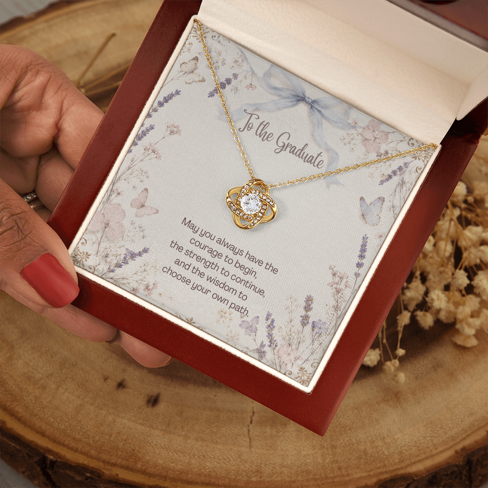To The Graduate Love Knot Necklace Bows, Butterflies, and Wildflowers