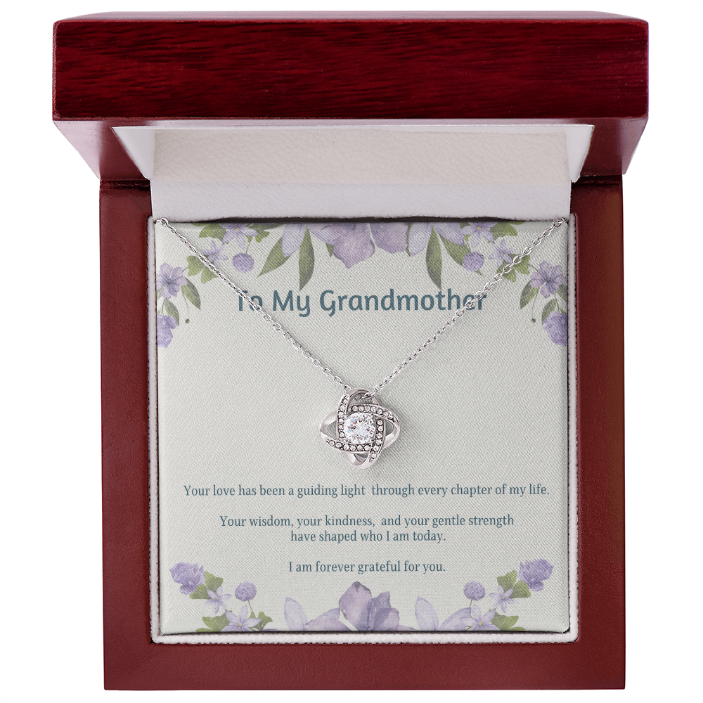 To My Grandmother Love Knot Necklace – Elegant Gift for Grandma – Sentimental Jewelry with Keepsake Message Card
