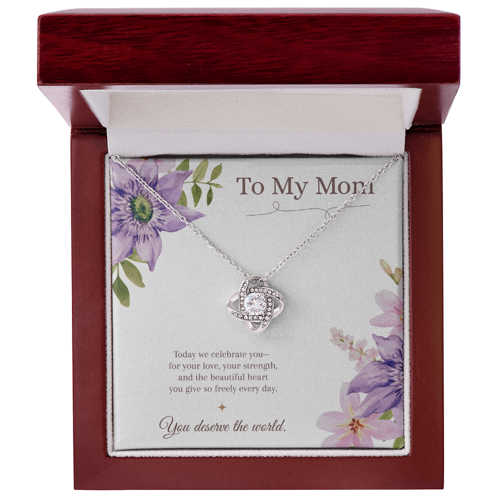 To My Mom Love Knot Necklace – Mother's Day Gift – Meaningful Jewelry with Message Card – Gift for Mom from Daughter or Son