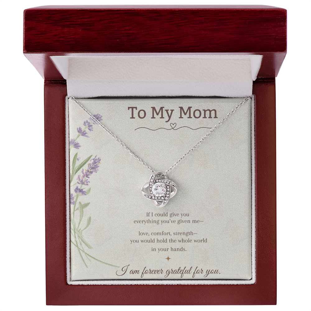 To My Mom Love Knot Necklace – Mother's Day Gift – Meaningful Jewelry with Message Card – Gift for Mom from Daughter or Son