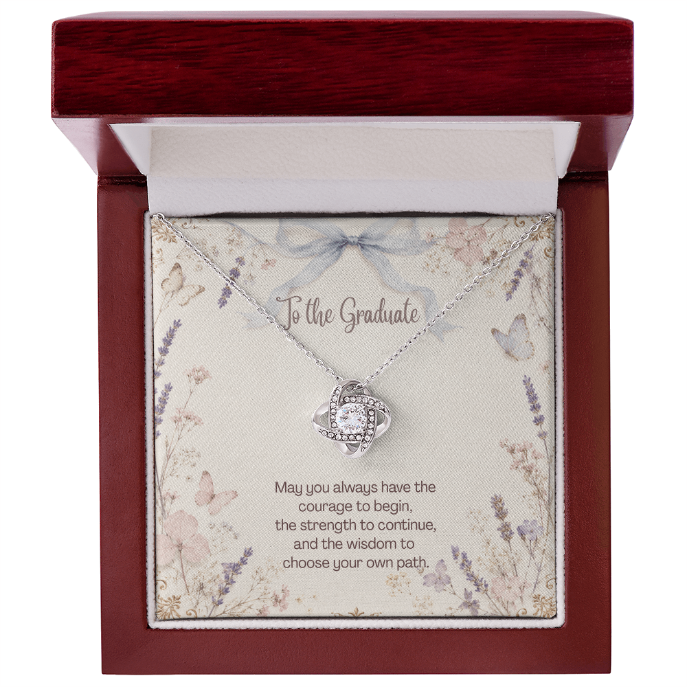 To The Graduate Love Knot Necklace Bows, Butterflies, and Wildflowers