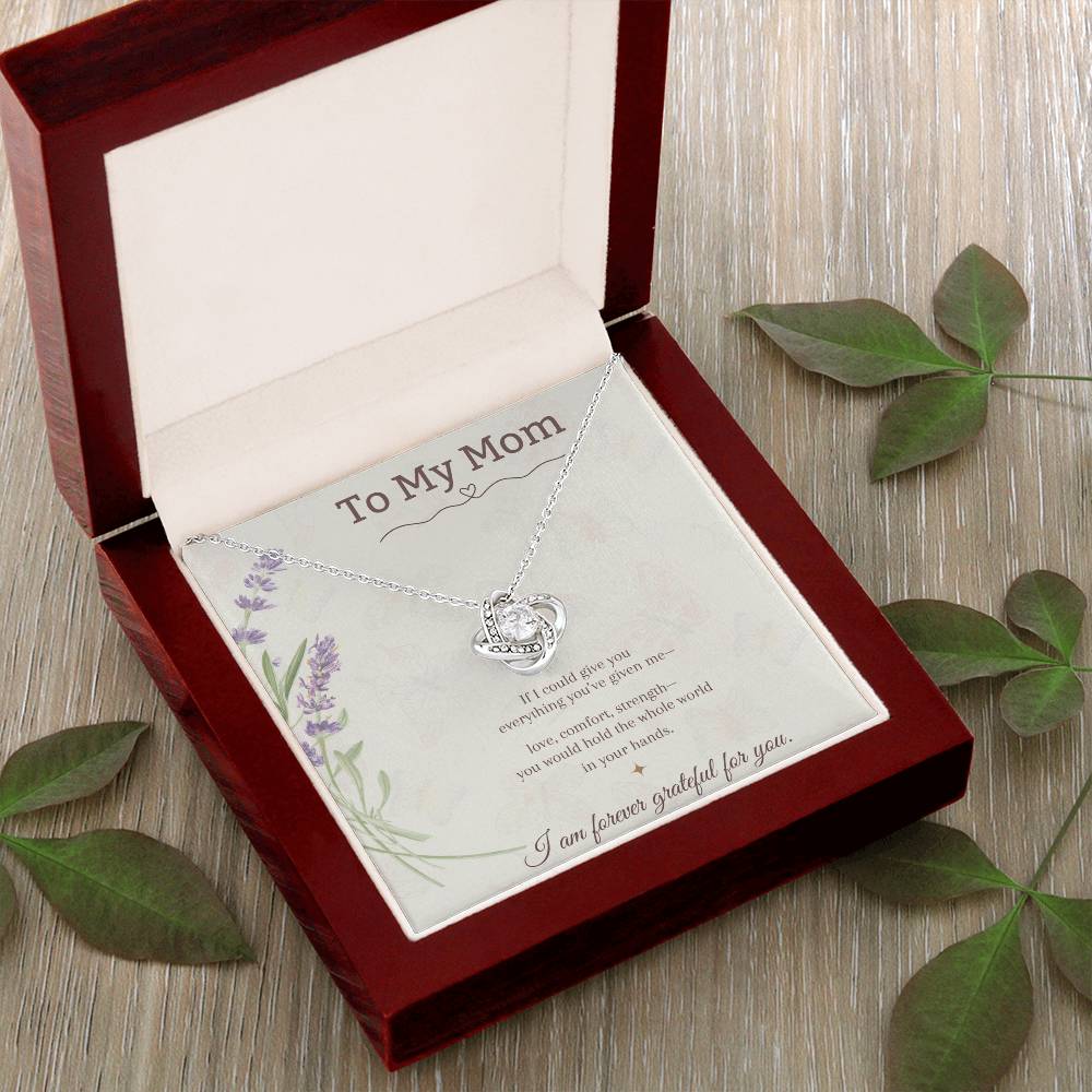 To My Mom Love Knot Necklace – Mother's Day Gift – Meaningful Jewelry with Message Card – Gift for Mom from Daughter or Son