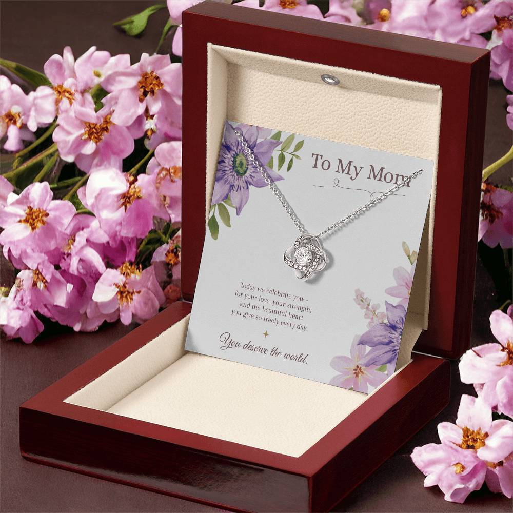 To My Mom Love Knot Necklace – Mother's Day Gift – Meaningful Jewelry with Message Card – Gift for Mom from Daughter or Son