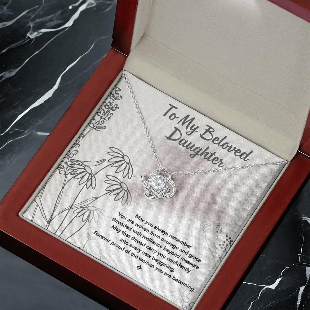 To My Beloved Daughter — A Light That Never Fades | Love Knot Necklace Gift From Mom or Dad