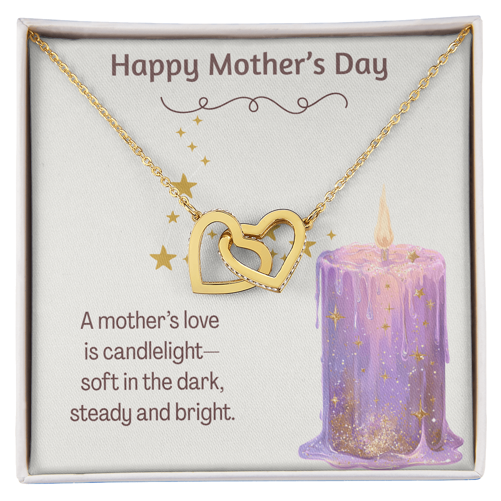 Happy Mother's Day Interlocking Hearts Necklace Candlelight
