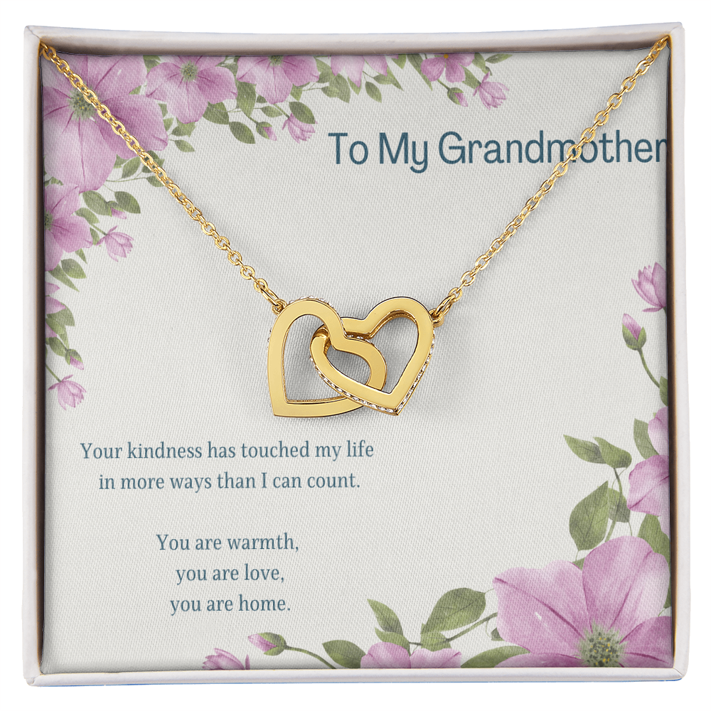 To My Grandmother Necklace – Interlocking Hearts Necklace for Grandma – Sentimental Jewelry with Message Card – Grandmother Gift