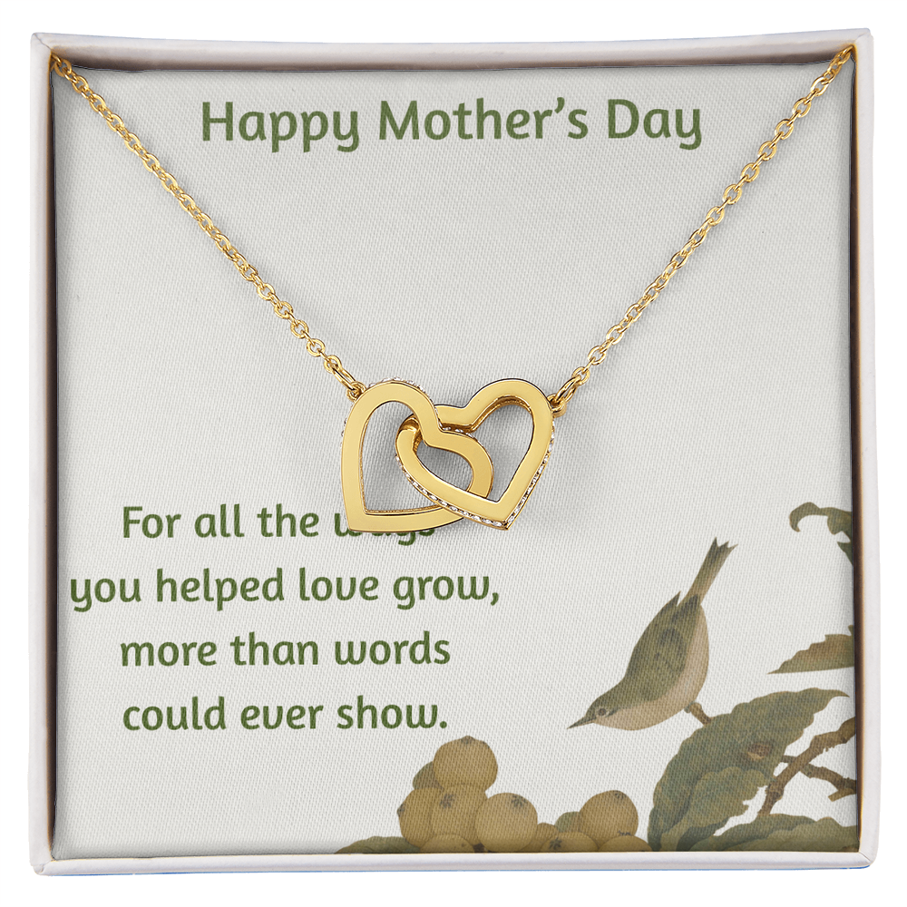 Happy Mother's Day Interlocking Hearts Necklace Help Love Grow
