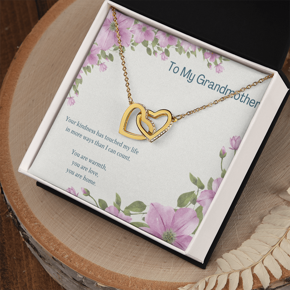 To My Grandmother Necklace – Interlocking Hearts Necklace for Grandma – Sentimental Jewelry with Message Card – Grandmother Gift
