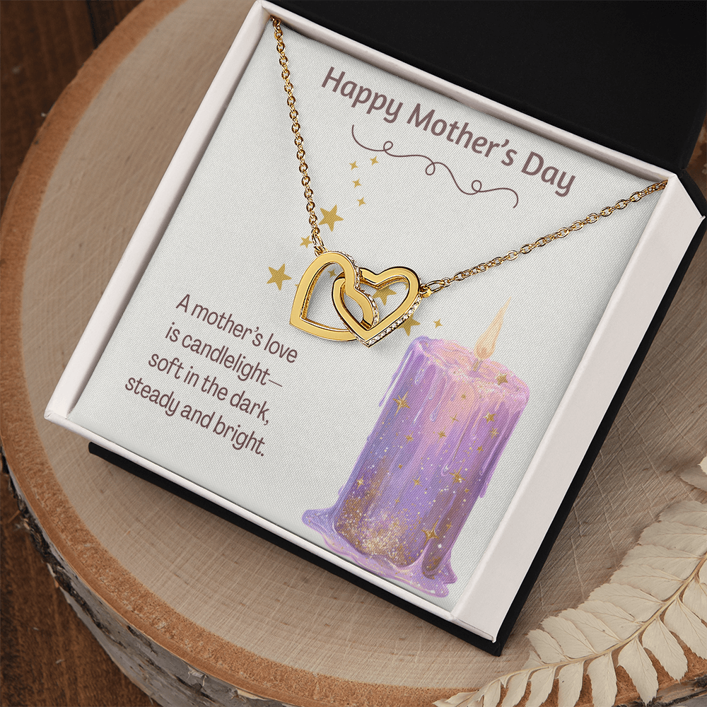 Happy Mother's Day Interlocking Hearts Necklace Candlelight