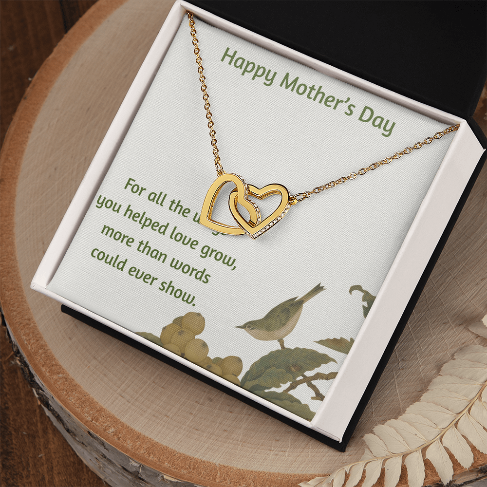Happy Mother's Day Interlocking Hearts Necklace Help Love Grow