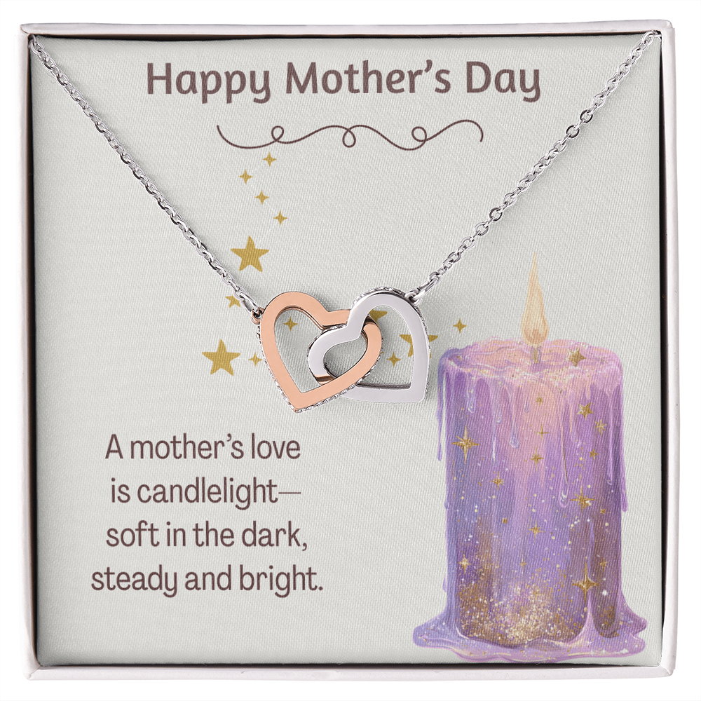 Happy Mother's Day Interlocking Hearts Necklace Candlelight