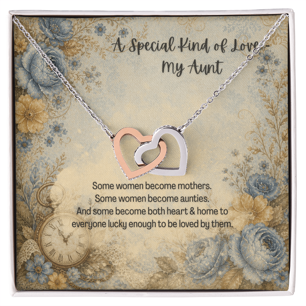 A Special Kind of Love My Aunt Interlocking Hearts Pendant Botanical Clock