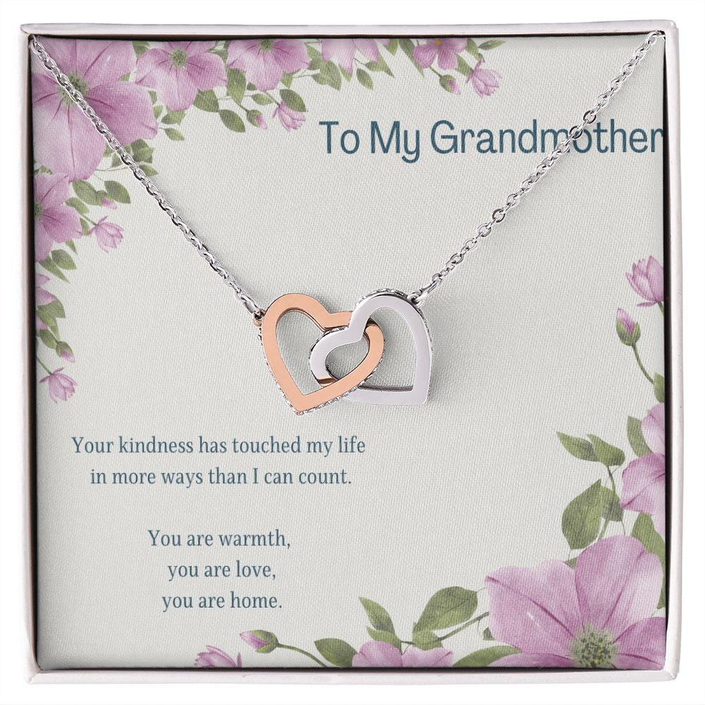 To My Grandmother Necklace – Interlocking Hearts Necklace for Grandma – Sentimental Jewelry with Message Card – Grandmother Gift