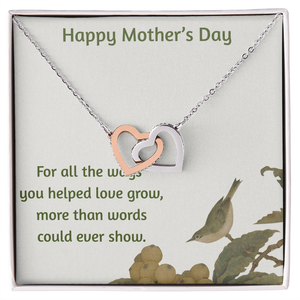 Happy Mother's Day Interlocking Hearts Necklace Help Love Grow