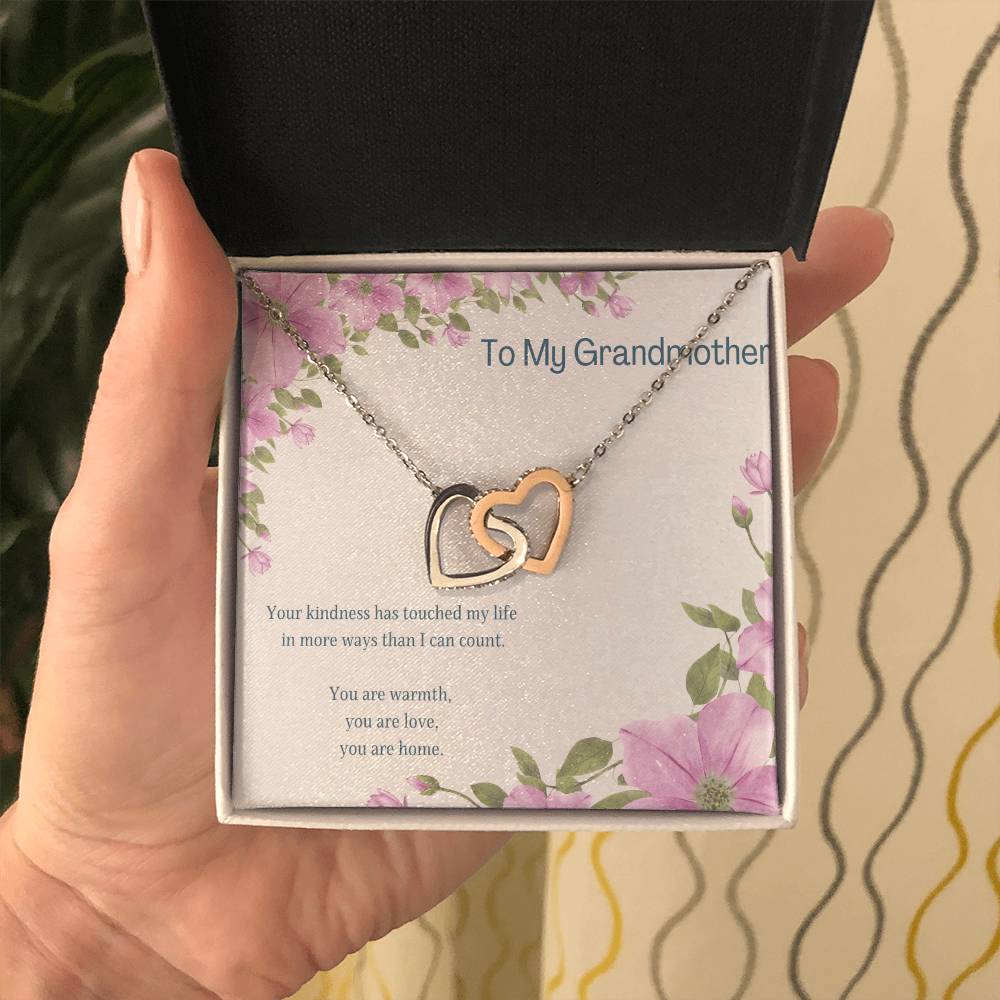 To My Grandmother Necklace – Interlocking Hearts Necklace for Grandma – Sentimental Jewelry with Message Card – Grandmother Gift