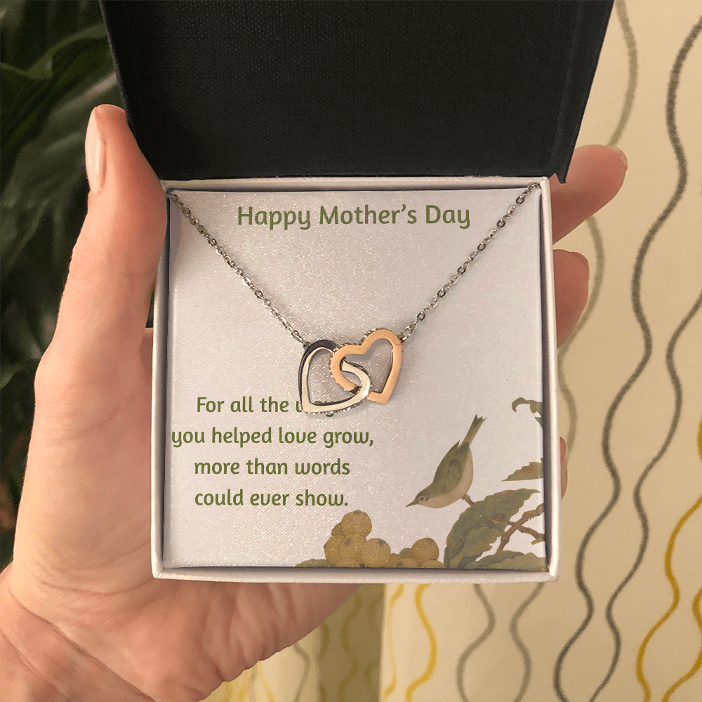 Happy Mother's Day Interlocking Hearts Necklace Help Love Grow