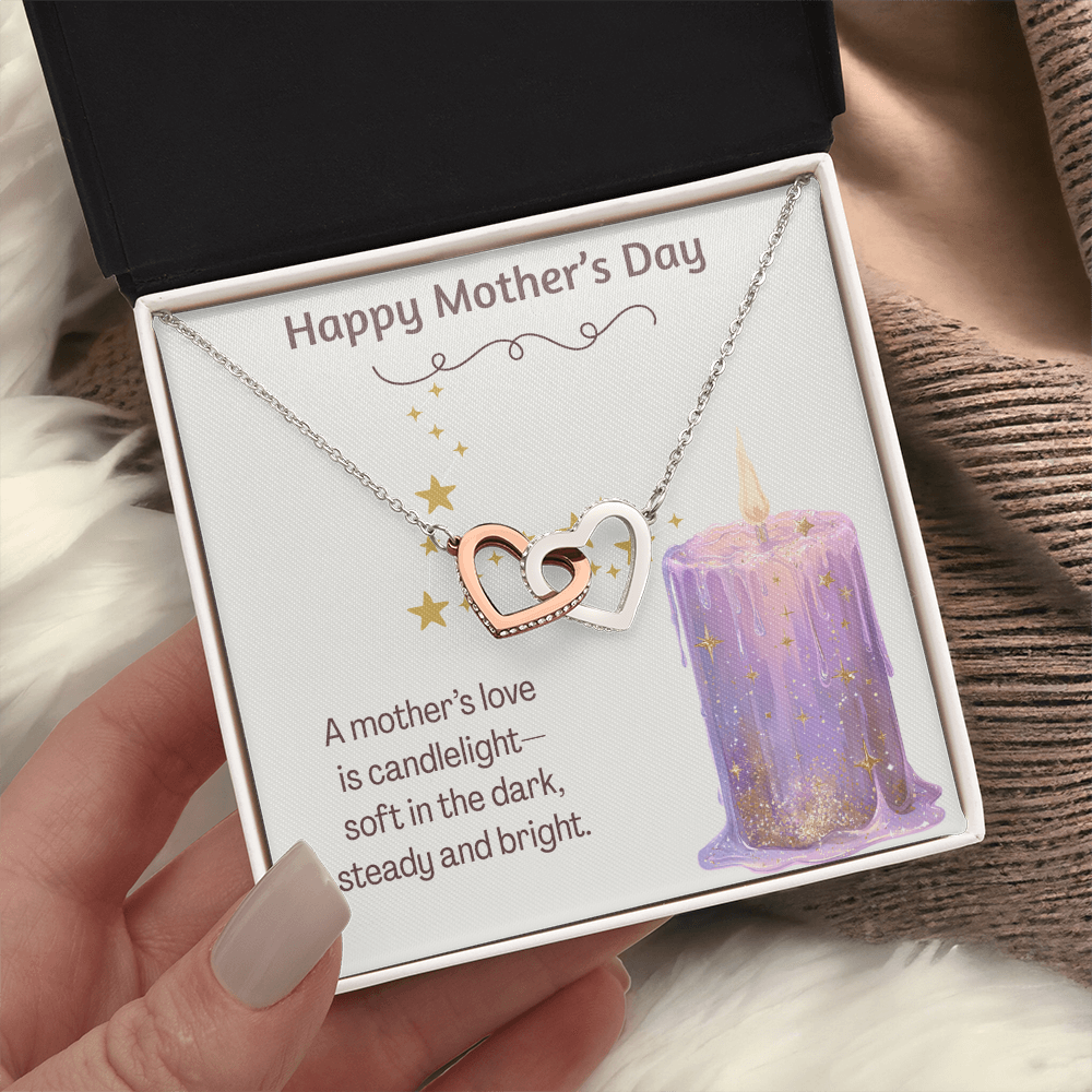 Happy Mother's Day Interlocking Hearts Necklace Candlelight